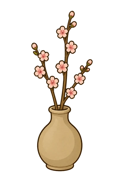 桃の花びん
