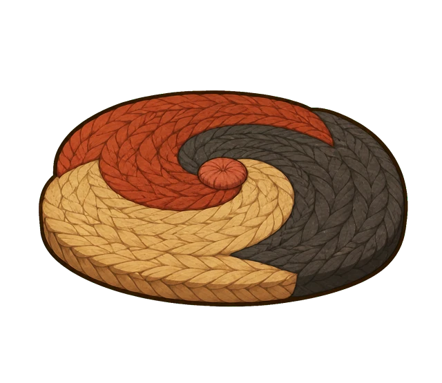 三色の編み敷物