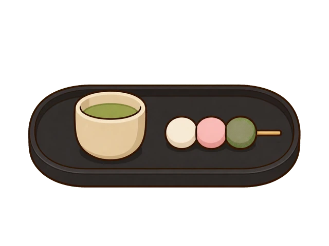 団子とお茶の黒盆セット