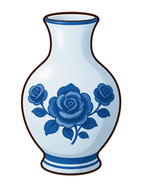 青いバラの花びん
