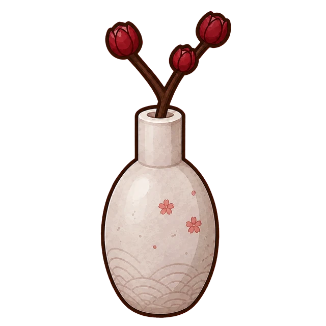 紅梅の花瓶